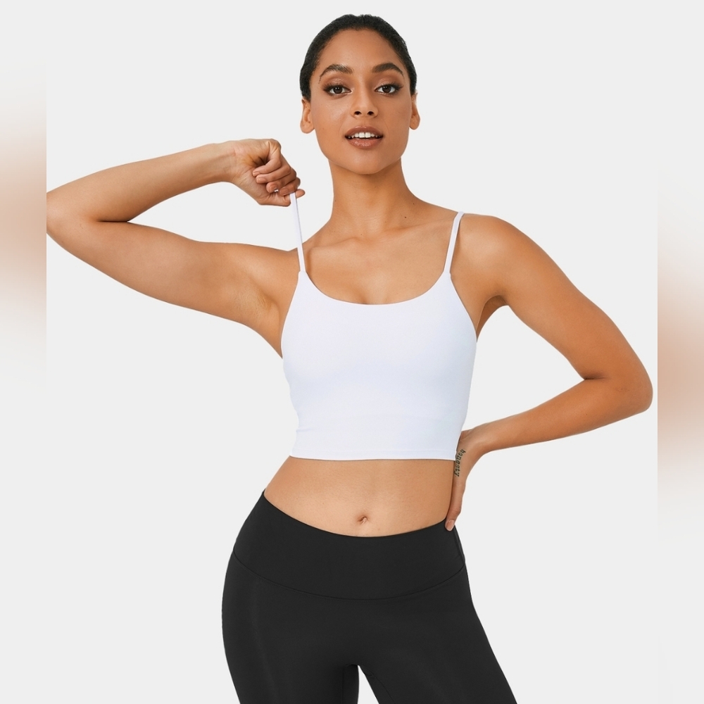 HALARA White Spaghetti Strap Crop Top